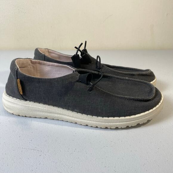 Hey Dude Women's Size 7 Wendy Chambray Off Black Slip On Loafer Comfort Sneaker - Picture 5 of 14